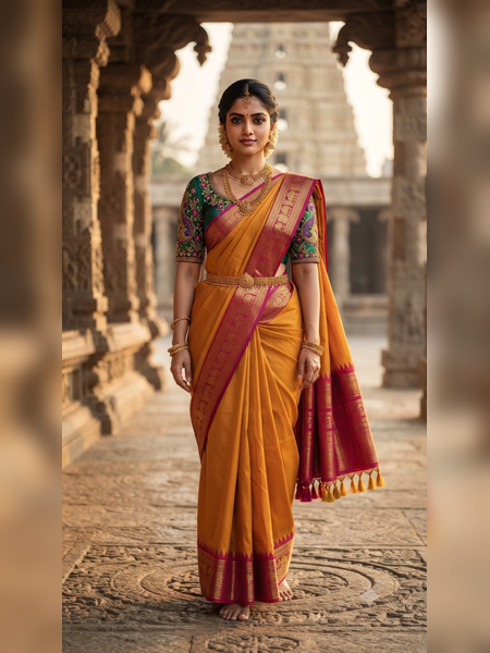 SBS06-mustard-gold handloom banana silk saree