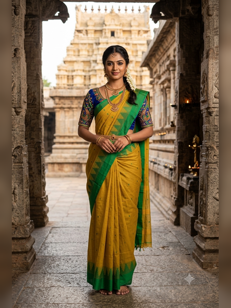 SS18-mustard-yellow handloom cotton saree