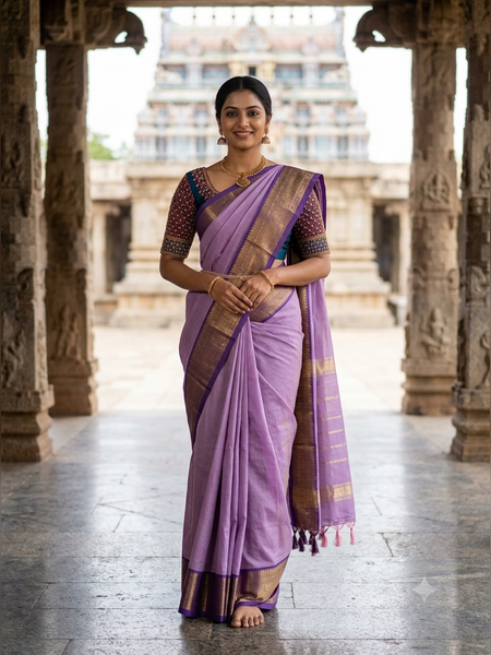 SBS20-Serene lavender handloom banana silk saree