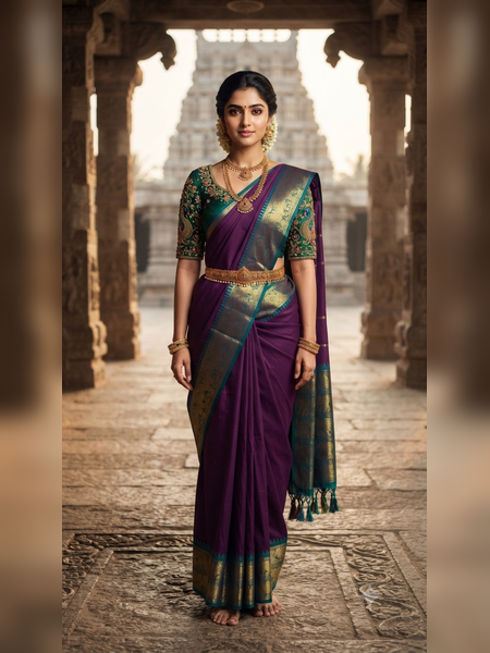 SBS08-Plum-purple handloom banana silk saree