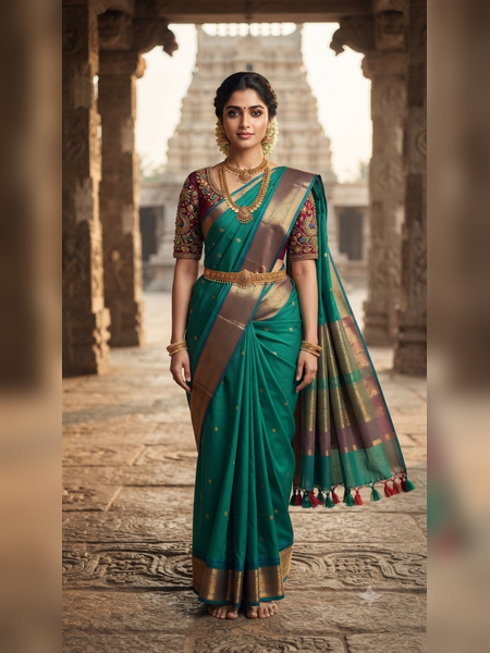 SBS15-Vibrant green handloom banana silk saree
