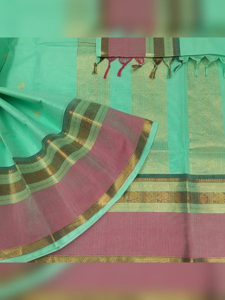 SBS13-Mint-green handloom banana silk saree