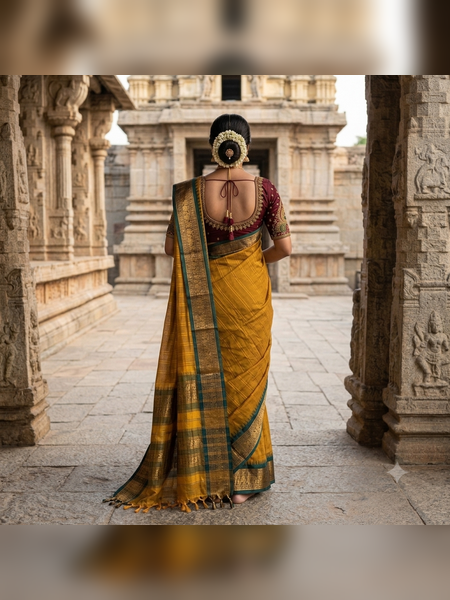 SBS03-Mustard-gold handloom banana silk saree
