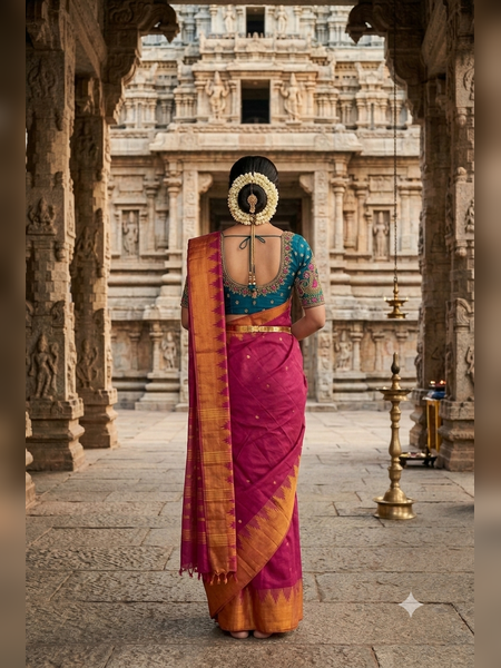 SS25-Deep magenta handloom cotton saree