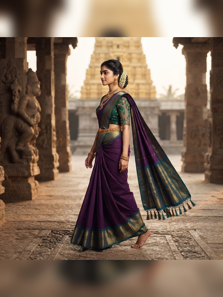 SBS08-Plum-purple handloom banana silk saree