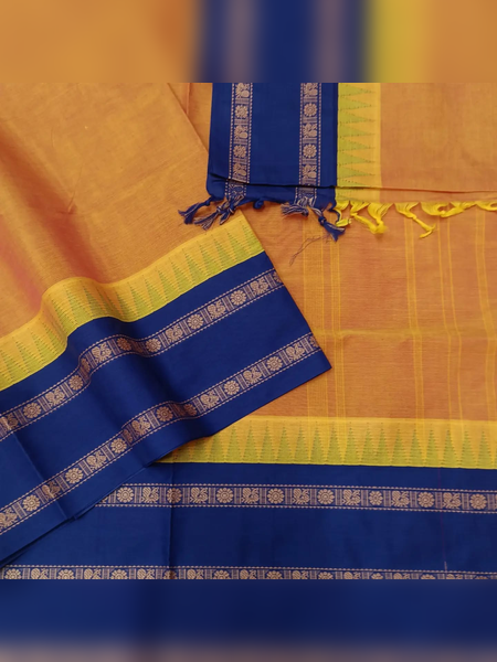 SS15-Mustard-orange handloom cotton saree