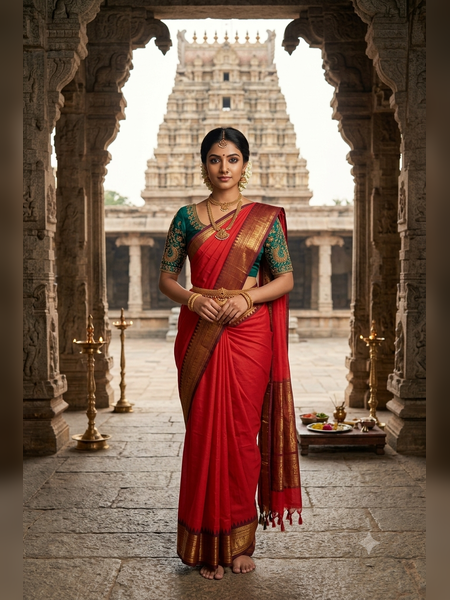 SBS02-Crimson-red handloom banana silk saree