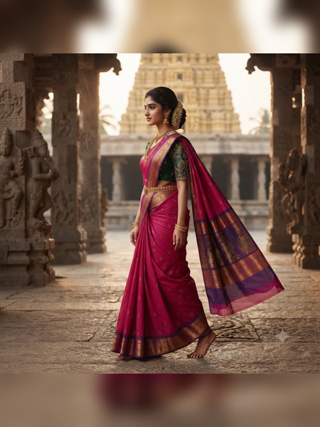 SBS11-Rich magenta-pink handloom banana silk saree