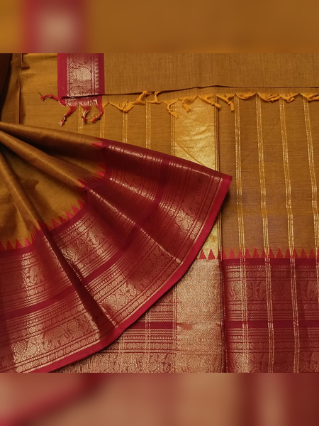 SBS01-Mustard-gold handloom banana silk saree