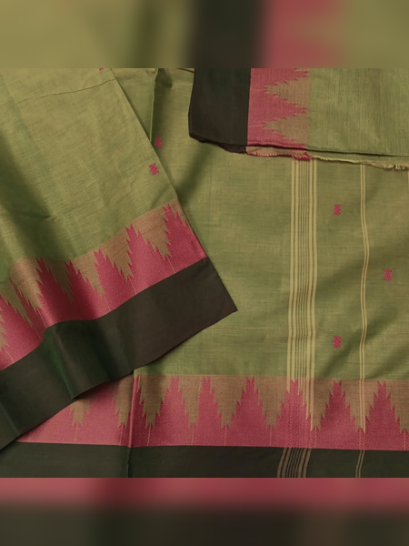 SS20-Sage green handloom cotton saree