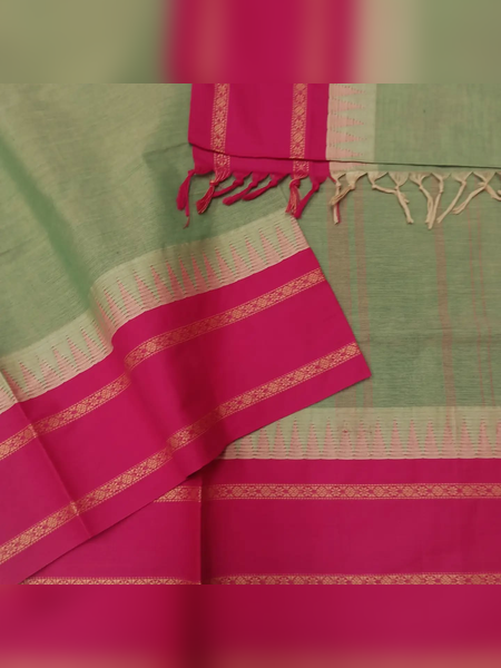 SS10-Elegant sea green handloom cotton saree