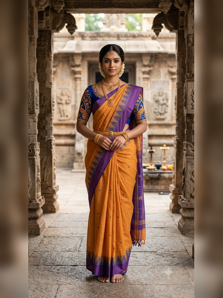SS21-Mustard-yellow handloom cotton saree