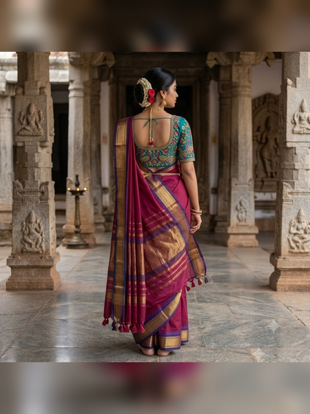 SBS19-Deep wine-red handloom banana silk