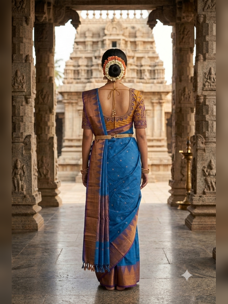 SS19-Royal blue handloom cotton saree