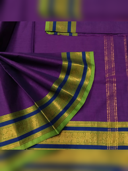 SS06-Vibrant purple handloom cotton saree