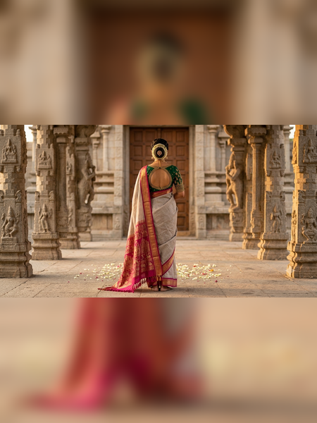 SS13-Elegant greyish-beige  handloom cotton saree