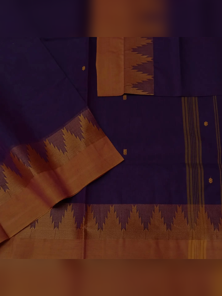 SS16-Deep purple handloom cotton saree