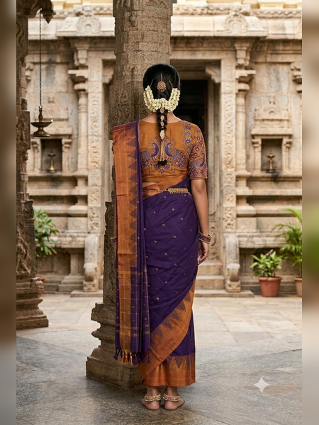 SS16-Deep purple handloom cotton saree