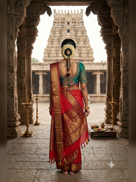 SBS02-Crimson-red handloom banana silk saree