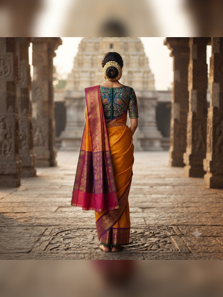 SBS12-mustard-yellow handloom banana silk saree