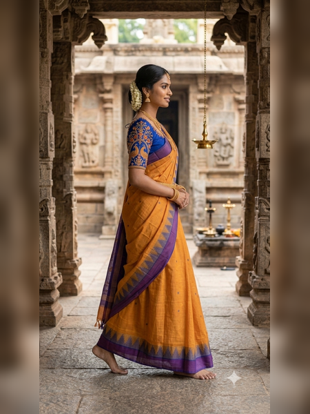 SS21-Mustard-yellow handloom cotton saree