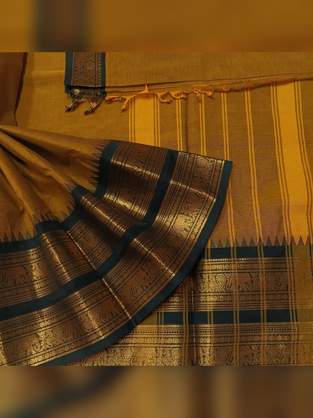 SBS03-Mustard-gold handloom banana silk saree