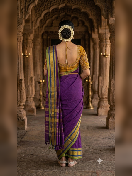 SS06-Vibrant purple handloom cotton saree