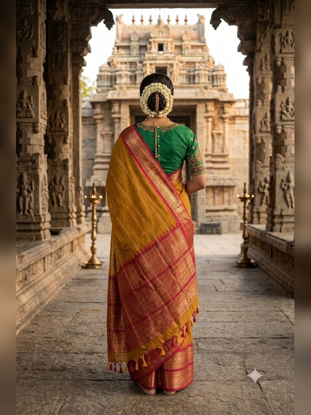 SBS01-Mustard-gold handloom banana silk saree