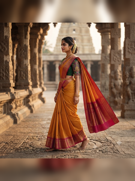 SBS06-mustard-gold handloom banana silk saree