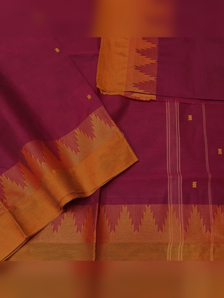 SS25-Deep magenta handloom cotton saree