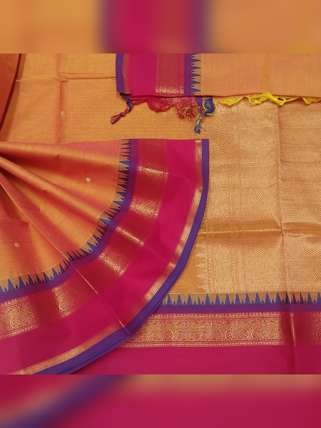 SBS16-Golden-orange handloom banana silk saree